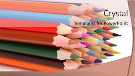  Presentation with color pencils - Slide deck having color pencils isolated on white background and a  colored foreground