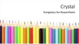  Presentation with color pencils - Beautiful PPT layouts featuring color pencils isolated on white backdrop and a  colored foreground