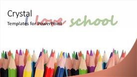  Presentation with scroll paper isolated on white - Slides with color pencils isolated on white background and a white colored foreground