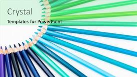  Presentation with color pencils - PPT theme having color-pencils-isolated-on-white background and a seafoam green colored foreground