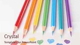  Presentation with st joseph to color - Slide deck with color pencils isolated on white background and a  colored foreground