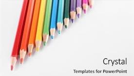  Presentation with yellow color - Presentation theme enhanced with color pencils isolated on white background and a  colored foreground