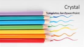  Presentation with party orange color - Amazing slides having color pencils isolated on white backdrop and a  colored foreground