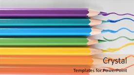  Presentation with yellow color - Slide deck with color pencils isolated on white background and a  colored foreground