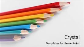  Presentation with color pencils - Presentation consisting of color pencils isolated on white background and a  colored foreground