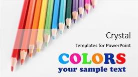  Presentation with color coklat susu - Presentation theme with color pencils isolated on white background and a  colored foreground