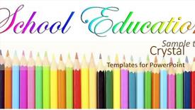  Presentation with color pencils - Presentation theme enhanced with color pencils isolated on white background and a cream colored foreground