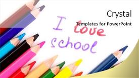  Presentation with color pencils - Presentation theme having color pencils isolated on white background and a white colored foreground