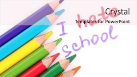  Presentation with color pencils - Cool new slide deck with color pencils isolated on white background backdrop and a lemonade colored foreground