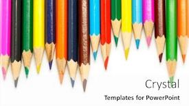  Presentation with color pencils - Colorful presentation theme enhanced with color pencils on a white background backdrop and a white colored foreground