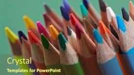  Presentation with green color - Theme with color-pencils-on-the-green background and a tawny brown colored foreground