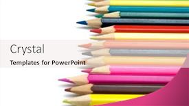  Presentation with color pencils - Audience pleasing presentation theme consisting of color pencils on white background backdrop and a sky blue colored foreground