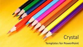  Presentation with treble clef teal color - Colorful slide set enhanced with color pencils with different color backdrop and a yellow colored foreground