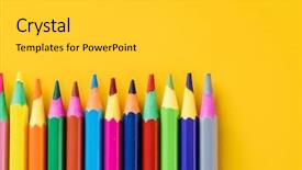  Presentation with color pencils - Audience pleasing PPT theme consisting of color pencils backdrop and a light gray colored foreground