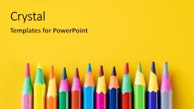  Presentation with color pencils - PPT theme enhanced with color pencils background and a light gray colored foreground