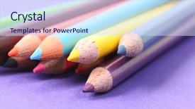  Presentation with color pencils - Cool new presentation theme with color pencils backdrop and a sky blue colored foreground