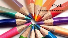 Presentation with border - PPT theme having color pencils background and a coral colored foreground