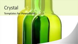  Presentation with green color - Presentation theme having color photo green bottles on a white background background and a yellow colored foreground