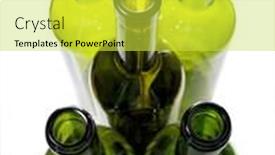  Presentation with green color - Slides with color photo green bottles on a white background background and a yellow colored foreground