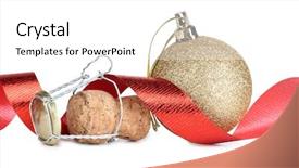  Presentation with cork - Amazing PPT theme having color photo of a champagne cork and ball backdrop and a white colored foreground