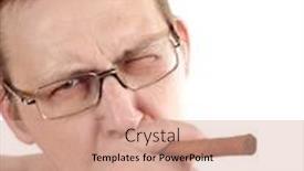  Presentation with cigar - Slides having color-photo-of-a-man background and a coral colored foreground