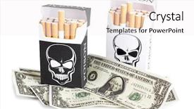  Presentation with cigarettes - Slide deck consisting of color photo of a pack of cigarettes and money background and a white colored foreground