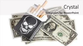  Presentation with cigarettes - Presentation theme consisting of color photo of a pack of cigarettes and money background and a white colored foreground