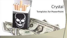  Presentation with cigarettes - PPT layouts with color photo of a pack of cigarettes and money background and a white colored foreground