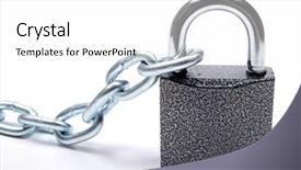  Presentation with padlock - Presentation enhanced with color photo of a padlock with chain on white background background and a white colored foreground