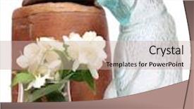  Presentation with birch bark - Beautiful presentation theme featuring color photo of a vase made of birch bark and a bouquet of jasmine backdrop and a mint green colored foreground