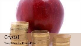  Presentation with stack - PPT theme featuring hand holding smartphone showing photo against frost frame background and a coral colored foreground