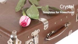  Presentation with old photo - Cool new PPT theme with color photo of an old suitcase and rose backdrop and a coral colored foreground