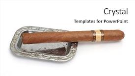  Presentation with cigar - Theme with color photo of big cigar in ashtray background and a white colored foreground