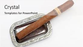  Presentation with cigar - Theme with color photo of big cigar in ashtray background and a white colored foreground