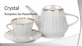  Presentation with cup of lemon tea - Cool new PPT layouts with color photo of china cups backdrop and a white colored foreground