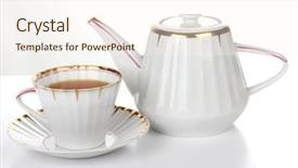 Presentation with china - Colorful presentation design enhanced with color photo of china cups backdrop and a cream colored foreground