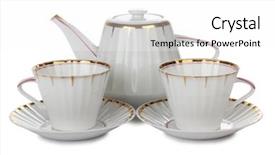  Presentation with cup of lemon tea - PPT layouts having color photo of china cups background and a white colored foreground