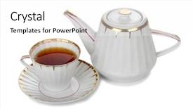  Presentation with cup of lemon tea - Audience pleasing slide deck consisting of color photo of china cups backdrop and a white colored foreground