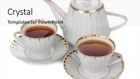  Presentation with cup of lemon tea - Colorful slides enhanced with color photo of china cups backdrop and a white colored foreground