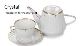  Presentation with cup of lemon tea - Slides with color photo of china cups background and a white colored foreground