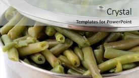  Presentation with green color - Slide deck consisting of color photo of green beans background and a light gray colored foreground