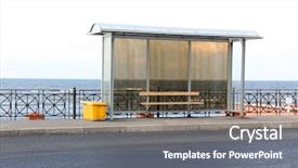  Presentation with bus stop - Slide deck consisting of color photo of the bus background and a gray colored foreground