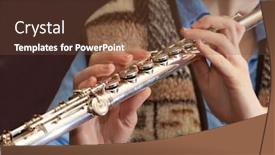  Presentation with flute - Amazing presentation theme having color photo of the flute in the hands of women backdrop and a tawny brown colored foreground
