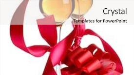  Presentation with wine - PPT theme having color photo of wine glasses and a red ribbon background and a white colored foreground