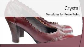  Presentation with running women shoes silhouette - Cool new slides with photo of women 's shoes backdrop and a  colored foreground