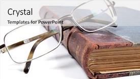  Presentation with book glasses - Colorful PPT theme enhanced with color-photo backdrop and a light gray colored foreground