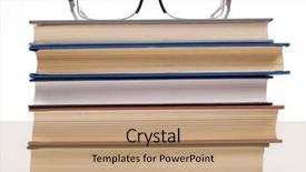  Presentation with book glasses - Theme having a large old book background and a coral colored foreground