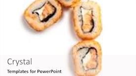  Presentation with photograph - PPT theme featuring color photograph of alphabet number of sushi background and a sky blue colored foreground