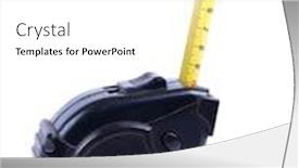  Presentation with photograph - Audience pleasing slide deck consisting of color photograph of big measuring ruler on a white background backdrop and a white colored foreground