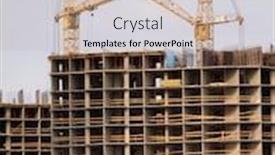  Presentation with construction cranes - Colorful slides enhanced with color-photograph-of-construction-cranes backdrop and a mint green colored foreground